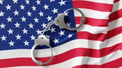 अमेरिकी झण्डामाथि हतकडी देखिने साङ्केतिक तस्बिर