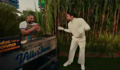 Cena do show de Bad Bunny em que ele aparece ao lado de Victor preparando comida na chapa