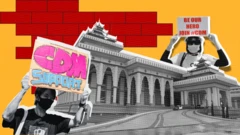 မြန်မာလွှတ်တော် စီဒီအမ်မှာပါဝင်ဖို့ အာဏာသိမ်းအစောပိုင်းဆန္ဒပြပွဲတွေမှာ တိုက်တွန်းမှုကို အဖြူရောင်၊ အနီရောင် အဝါရောင်တွေနဲ့ ပေါင်းစပ် ဓာတ်ပုံဖြစ်ပါတယ်။ 