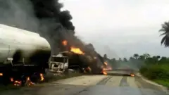Tanker on fire