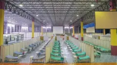 የሚሊኒየም አዳራሽ ውስጥ ዝግጁ የሆኑ የሕሙማን አልጋዎች