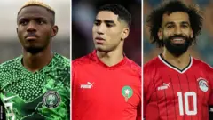 Victor Osimhen (à gauche) ou Achraf Hakimi (au centre) sera-t-il élu meilleur joueur de l'année de la CAF pour la première fois ? Mohamed Salah (à droite) sera-t-il récompensé pour la troisième fois ?