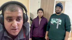 आयटी कर्मचारी अतुल सुभाष उजव्या बाजुला पोलिसांच्या ताब्यातील सुभाष यांची पत्नी आणि मेहुणा.