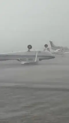Winds flip aircraft in Italy