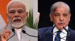 இந்தியப் பிரதமர் நரேந்திர மோடி மற்றும் பாகிஸ்தான் பிரதமர் ஷாபாஸ் ஷெரீப் 