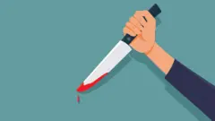 illustrated vector of a hand holding a bloody knife