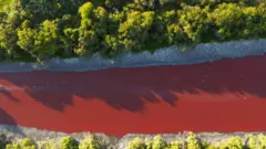 تصاویر هوایی رنگ غیرعادی قرمز را در این کانال نشان می‌دهد