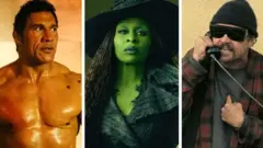 Слева направо изображены номинанты: Дуэйн Джонсон в фильме «Крушащая машина», Синтия Эриво в фильме «Злая. Часть 2» и Леонардо Ди Каприо в фильме «Битва за битвой»