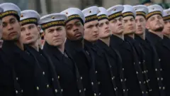 Немецкие моряки-новобранцы в строю