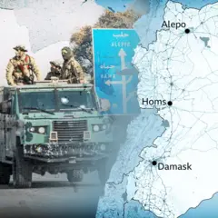 Ilustrativna fotografija sa vojskom i mapom gradova u Siriji