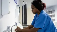 Profissional de saúde lavando as mãos