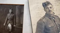 Colagem de duas imagens de soldados da Primeira Guerra Mundial, James Grant Allan (esq.) e Gordon McPherson (dir.)