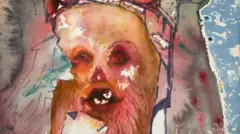 dali'nin resminde suluboyayla yapılmış bir yüz gözüküyor