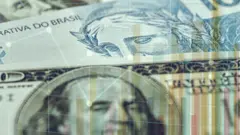 Notas de dinheiro com gráfico