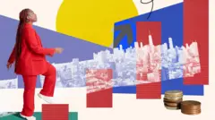 Illustration d'une femme montant des marches.