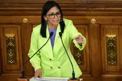 Delcy Rodríguez durante un discurso en la Asamblea Nacional de Venezuela.