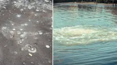 Gas bubbles for di school field for Bille and gas wey dey bubble for di river for Bille Kingdom for Degema LGA of Rivers State 