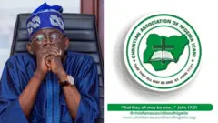 Aworan aarẹ Tinubu ati ami idanimọ ẹgbẹ CAN