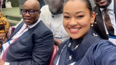 Foto of Godswill Akpabio and Natasha Akpoti-Uduaghan wen dem attend di 148th Inter-Parliamentary Union, Geneva for 2024.