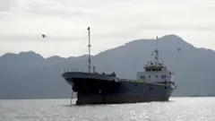 Брод заглављен у Ормуском мореузу, близу обале Омана