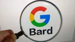 Lupa mostra o logo do Google e a palavra Bard