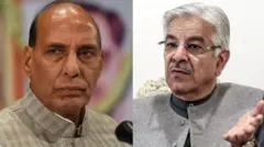 राजनाथ सिंह और ख़्वाजा आसिफ़ 