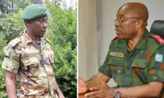 Bi bihe bitandukanye, Lt.Col. Willy Ngoma uvugira M23 (ibumoso) na Maj.Gen. Sylvain Ekenge uvugira FARDC