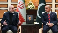 የፓኪስታን ጠቅላይ ሚኒስትር ሼህባዝ ሻሪፍ ከኢራን ፓርላማ አፈ ጉባዔ መሐመድ ባገር ጋሊባፍ (በስተግራ) ጋር 