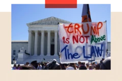 Manifestantes se reúnen frente a la Corte Suprema de Estados Unidos, en Washington DC, el 1 de julio de 2024.