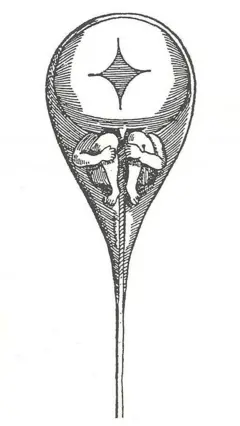 Ilustração antiga de um corpo humano no interior de um espermatozoide