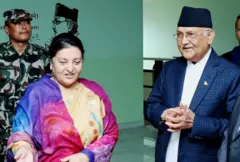 एमालेको च्यासलस्थित कार्यालय भवनमा पूर्वराष्ट्रपति विद्या भण्डारी र प्रधानमन्त्री केपी शर्मा ओली