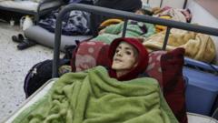 مستشفى العودة ويظهر في الصورة الطفل يزن الذي قتله الجوع