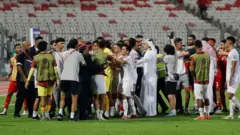 Para ofisial dan pemain timnas Indonesia bersitegang dengan para ofisial dan pemain timnas Bahrain, pada 10 Oktober 2024.