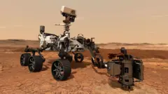 A concept illustration of NASA's Perseverance (Mars 2020) rover. 