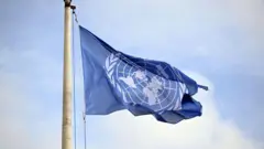 Флаг ООН на здании Международного суда в Гааге