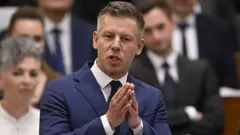 Hungary's prime minister Péter Magyar speaking in parliament in Budapest