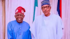 Aworan Aarẹ Bola Tinubu ati Muhammadu Buhari