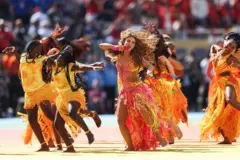 La cantante colombiana Shakira durante el medio tiempo