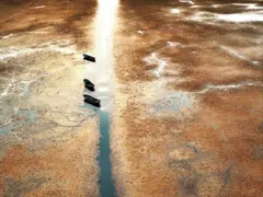 Kurak bir gölde kayıklar