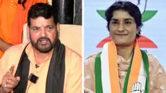 बृजभूषण शरण सिंह आणि विनेश फोगाट.