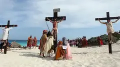 uUne représentation de la crucification de Jésus sur la croix