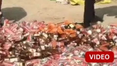 காணொளி: சுமார் ரூ.1.5 கோடி மதிப்புள்ள மது பாட்டில்களை அழித்த காவல்துறை