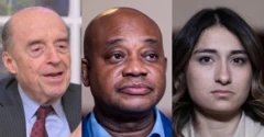 De izquierda a derecha, Álvaro Leyva, Luis Gilberto Murillo y Laura Sarabia, excancilleres de Colombia.