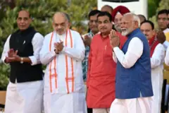 রোববার প্রধানমন্ত্রী নরেন্দ্র মোদীর শপথ গ্রহণ অনুষ্ঠানের সময় তোলা ছবি। 