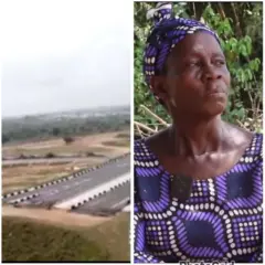 Ojú ọ̀nà Circular àti Oluseke Ojelabi, obìnrin tí wọn wo ile rẹ. Ó wọ Ankara aláwọ̀ pọpu, ó sì wẹ gele Ankara náà.