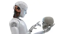 Un robot levanta un cráneo