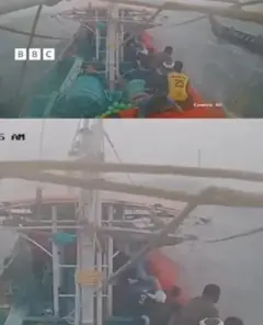 கடலில் சூறாவளிக் காற்றிலிருந்து தப்பி கரை சேர்ந்த மீனவர்கள்