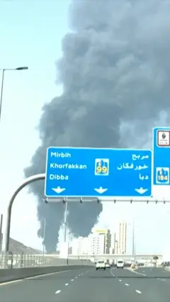 آتشسوزی در پی حمله به بندر فجیره امارات