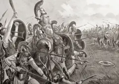 Ilustração da Guerra do Peloponeso (431-404 a.C.), que opôs Atenas a Esparta