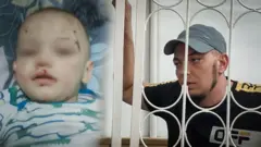 Сүрөттө эки жаштагы Егорь жана ага зомбулук көрсөттү деп айыпталган Александр Самаркин 